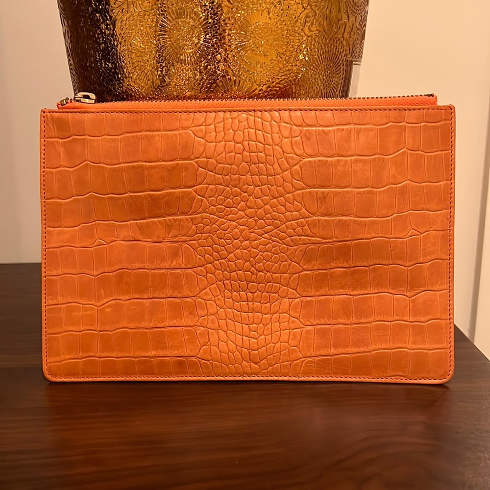 Whistles Orange Croc Small clutch
